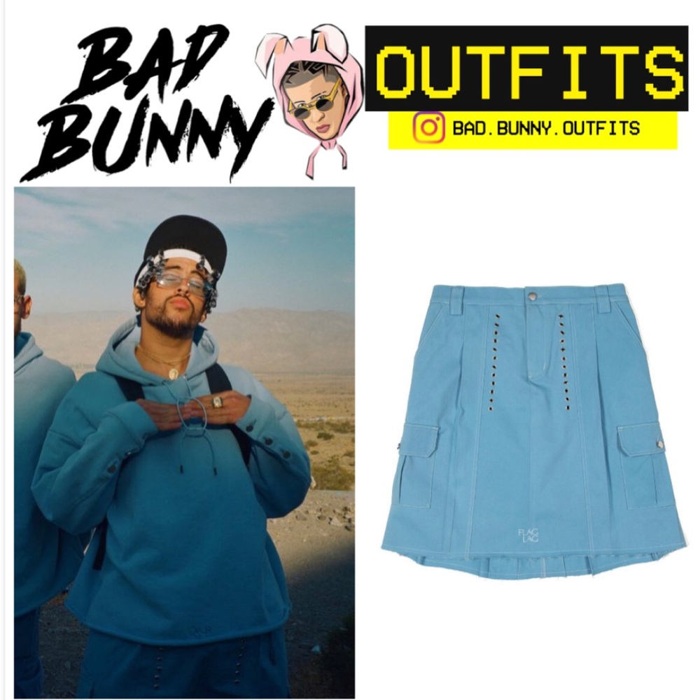 Blue Skirt with Stud Details